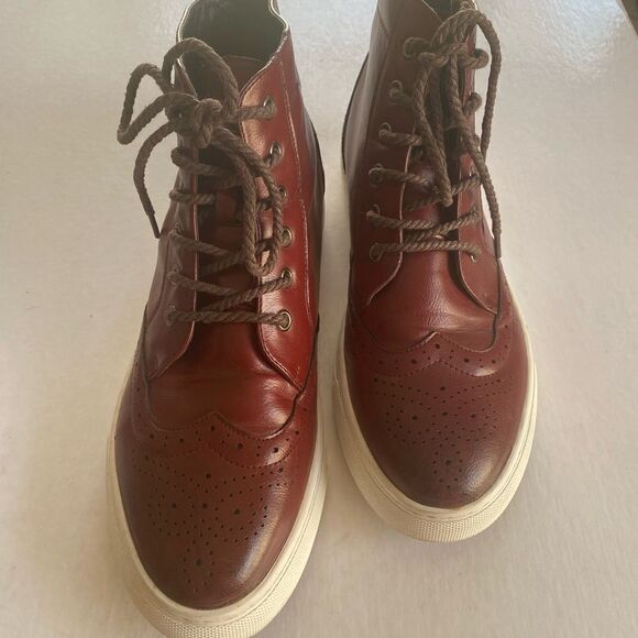 MEN’S Wingtip Lace Up Leather Boots Size 9- 9 1/2 main image 8